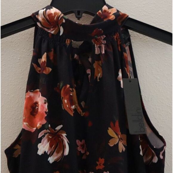 Belldini BK210548 Women Sz XS Black Combo Floral Print Reversible Halter Top $78 - Picture 3 of 13
